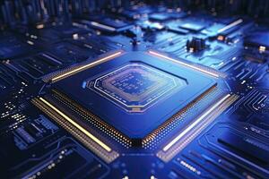 AI generated Futuristic central processor unit. Powerful Quantum CPU motherboard. AI Generated photo