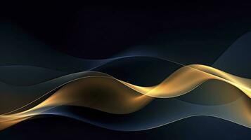 AI generated Gold and navy blue waves abstract. AI Generated. photo