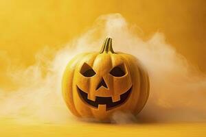 AI generated Halloween pumpkin with steam. AI Generated photo