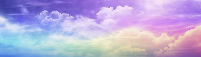AI generated Rainbow sky with fluffy clouds. Multicolored toned sky. AI Generated. photo