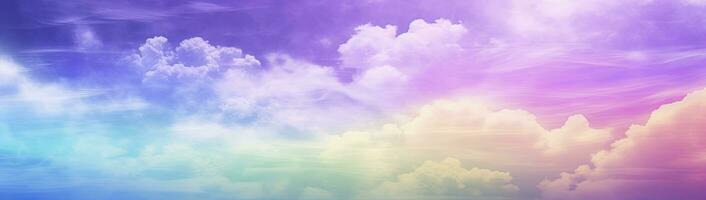 AI generated Rainbow sky with fluffy clouds. Multicolored toned sky. AI Generated. photo