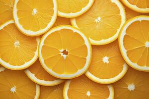 AI generated Orange fruit slices citrus arrangement full frame background. AI Generated photo