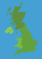 Britain vector map in greenscale with regions