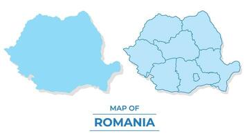 Vector Romania map set simple flat and outline style illustration