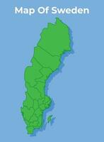 Detailed map of Sweden country in green vector illustration