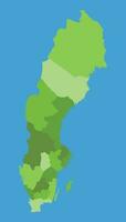 Sweden vector map in greenscale with regions