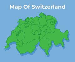 detallado mapa de Suiza país en verde vector ilustración