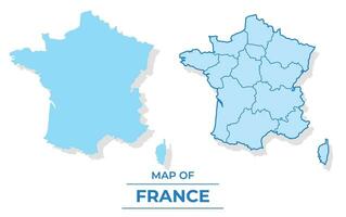 Vector France map set simple flat and outline style illustration