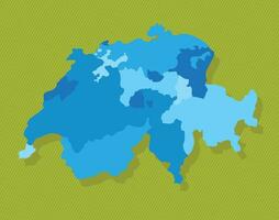 Switzerland map with regions blue political map green background vector illustration