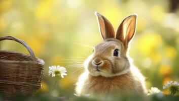 ai generado Pascua de Resurrección conejito con hermosa primavera naturaleza. ai generado foto