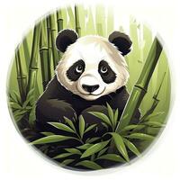 AI generated Cute panda in the middle of a bamboo forest. T-shirt design. AI Generated photo