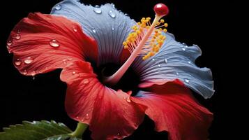 AI generated A hibiscus flower with a black background.AI Generated. photo