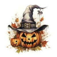 AI generated Watercolor Halloween illustration on white background. AI Generated photo