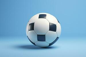 AI generated soccer ball on light blue background. Generative AI photo