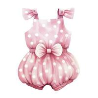 AI generated Pink baby girl romper in watercolors on a white background. AI Generated photo