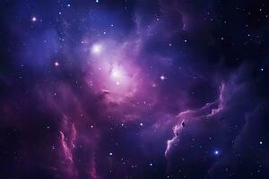 AI generated Purple Galaxy space stars in Outer Space. AI Generated photo