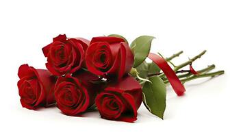 AI generated Red rose bouquet isolated on white background. AI Generated photo