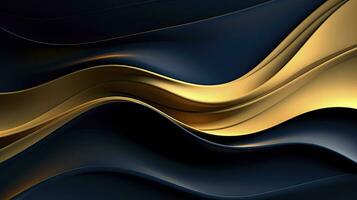 AI generated Gold and navy blue waves abstract. AI Generated. photo