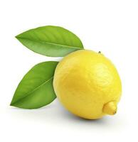 AI generated Lemon with leaf isolated on white background. AI Generated photo