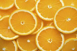 AI generated Orange fruit slices citrus arrangement full frame background. AI Generated photo