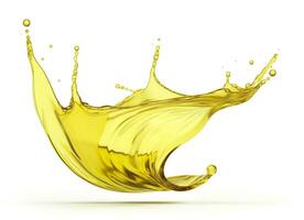 AI generated Olive or engine oil splash, cosmetic serum liquid isolated on white background. Generative AI photo