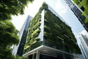 AI generated Office building with green environment. AI Generated photo