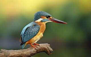 AI generated The common kingfisher wetlands bird colored feathers from different birds. Generative AI photo