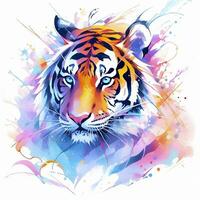 AI generated Watercolor tiger head on isolated with white background. AI Generated photo