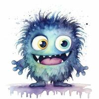 AI generated Watercolor cute monster on white background. AI Generated photo