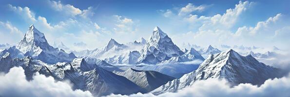 AI generated The beauty of a majestic and snow capped mountain range, with rugged peaks, AI Generative photo