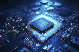 AI generated Futuristic central processor unit. Powerful Quantum CPU motherboard. AI Generated photo