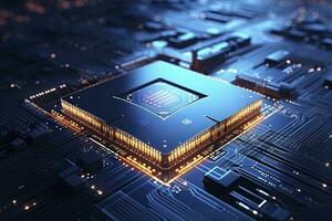 AI generated Futuristic central processor unit. Powerful Quantum CPU motherboard. AI Generated photo