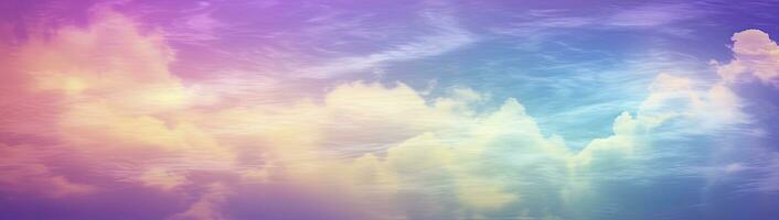 AI generated Rainbow sky with fluffy clouds. Multicolored toned sky. AI Generated. photo