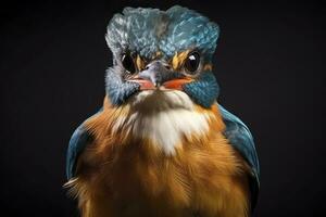 AI generated Kingfisher sitting on the tree branch. AI Generated photo