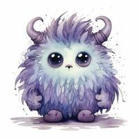 AI generated Watercolor cute monster on white background. AI Generated photo