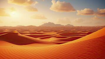 AI generated Desert with magical sands and dunes as inspiration for exotic adventures in dry climates.  AI Generated. photo