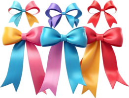 AI generated colorful bows and ribbon on a transparent background png