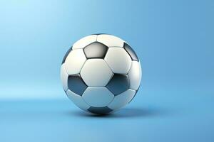 AI generated soccer ball on light blue background. Generative AI photo