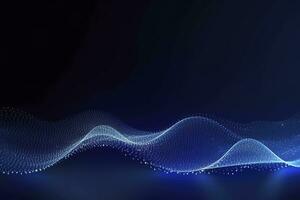 AI generated Dynamic blue particle wave. Abstract sound visualization. Digital structure of the wave flow of luminous particles. AI Generated. photo