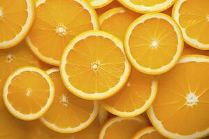 AI generated Orange fruit slices citrus arrangement full frame background. AI Generated photo