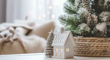 ai generado un acogedor concepto de festivo hogar decoración para Navidad. ai generado foto