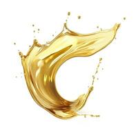 AI generated Golden Oil or Cosmetic essence splash isolated on white background, 3d illustration. AI Generated photo