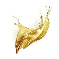 AI generated Golden Oil or Cosmetic essence splash isolated on white background, 3d illustration. AI Generated photo