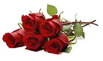 AI generated Red rose bouquet isolated on white background. AI Generated photo