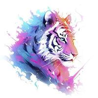 AI generated Watercolor tiger head on isolated with white background. AI Generated photo