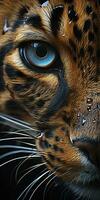 AI generated Leopard macro photography. AI Generated photo