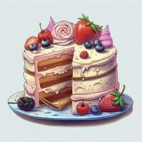 AI generated Set of Cake piece illustration on white background. AI Generated photo