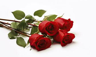 AI generated Red rose bouquet isolated on white background. AI Generated photo