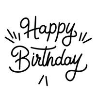 Happy Birthday inscription. Handwriting concept text banner Happy Birthday short phrase square composition. Hand drawn vector art.