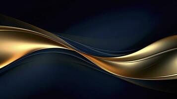 AI generated Gold and navy blue waves abstract. AI Generated. photo